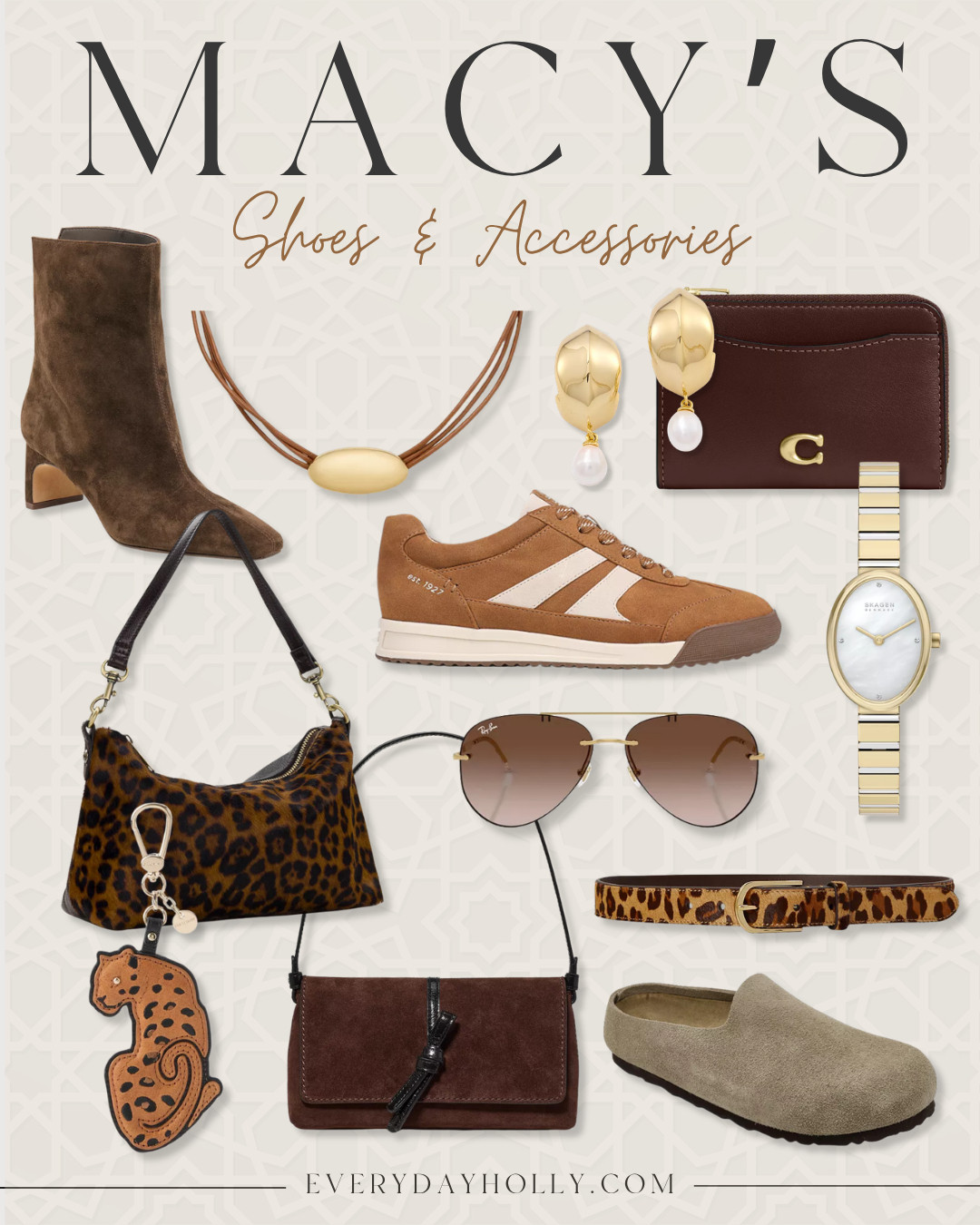 Fall shoes and accessories 🤎 The easiest way to update your wardrobe for the season is with the details. Think rich suede, warm browns, leopard accents, gold jewelry, and classic pieces you’ll wear again and again.

fall accessories, fall shoes, suede boots, leopard accessories, brown handbags, fall fashion, autumn style, gold jewelry, fall wardrobe, everyday style, shoe trends, EverydayHolly 

 #LTKdayinmylife #LTKgrwm #LTKootd