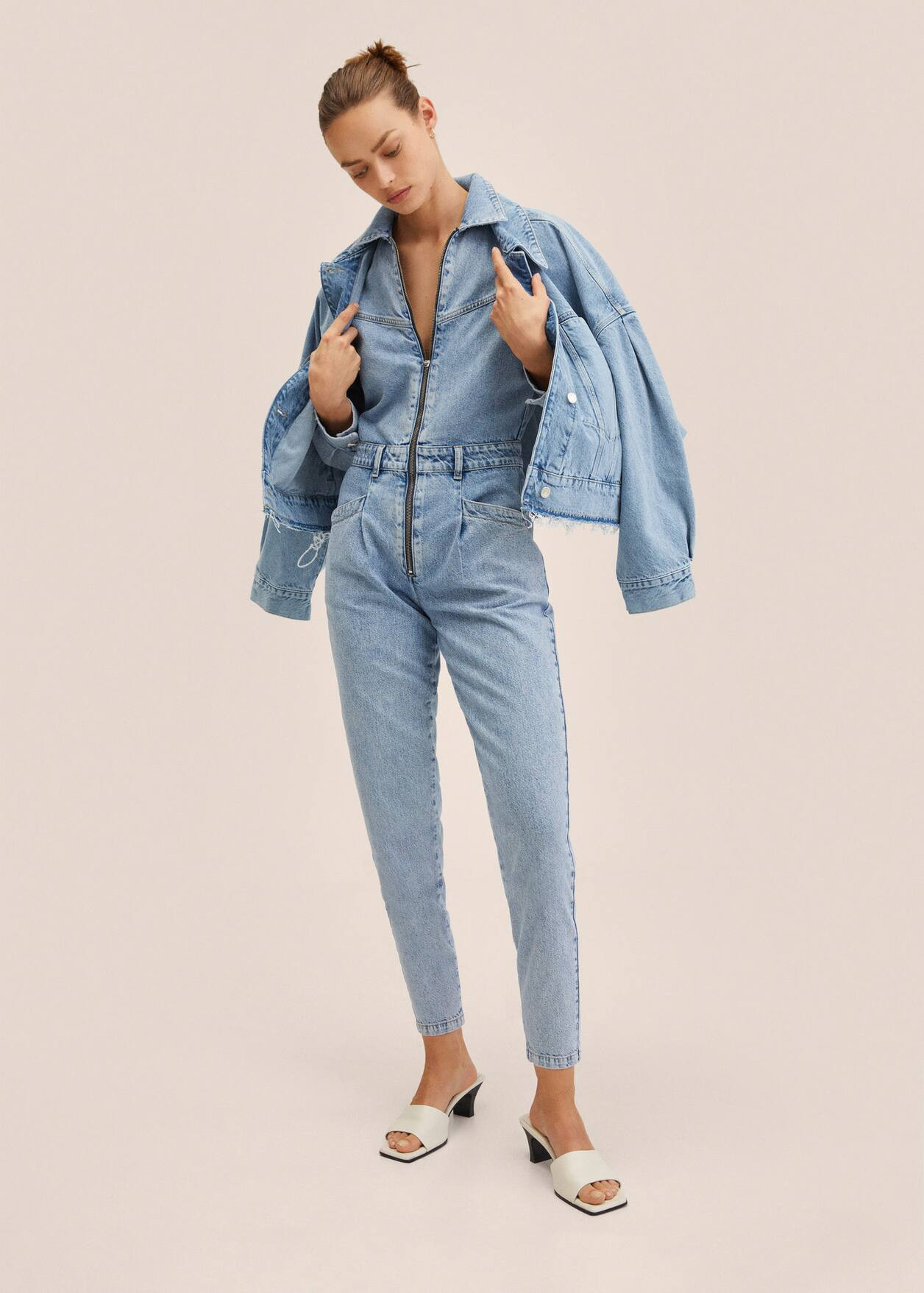 Zip denim jumpsuit | MANGO (US)