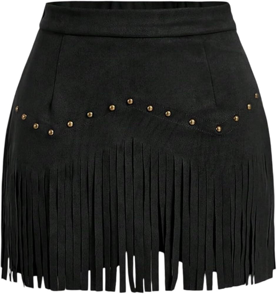 Western Skirts for Women Fringe Mini Faux Suede Cowgirl Skirt for Country Concert Rodeo Outfit Ra... | Amazon (US)