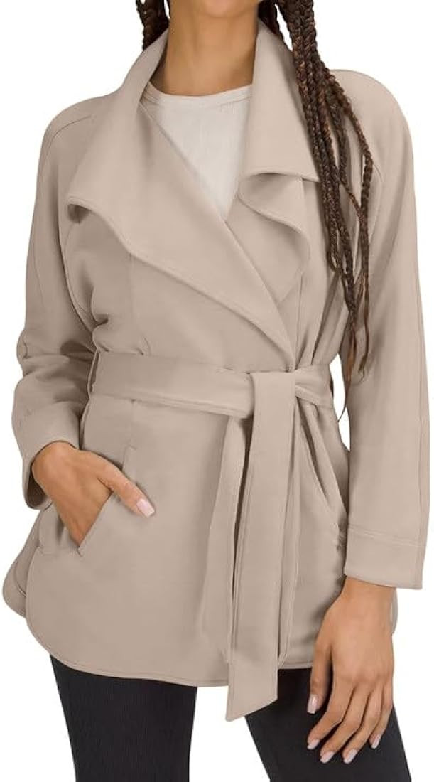 Esobo 2023 Coats for Women Wrap Trench Peacoat Open Front Jacket Belted Casual Fashion Lightweigh... | Amazon (US)