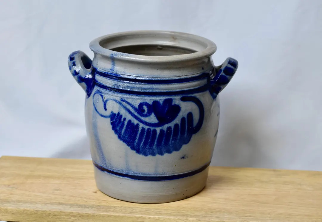 Vintage Salt Glaze Crock: Large Cobalt Blue Stoneware Pot, Farmhouse Decor | Etsy (US)