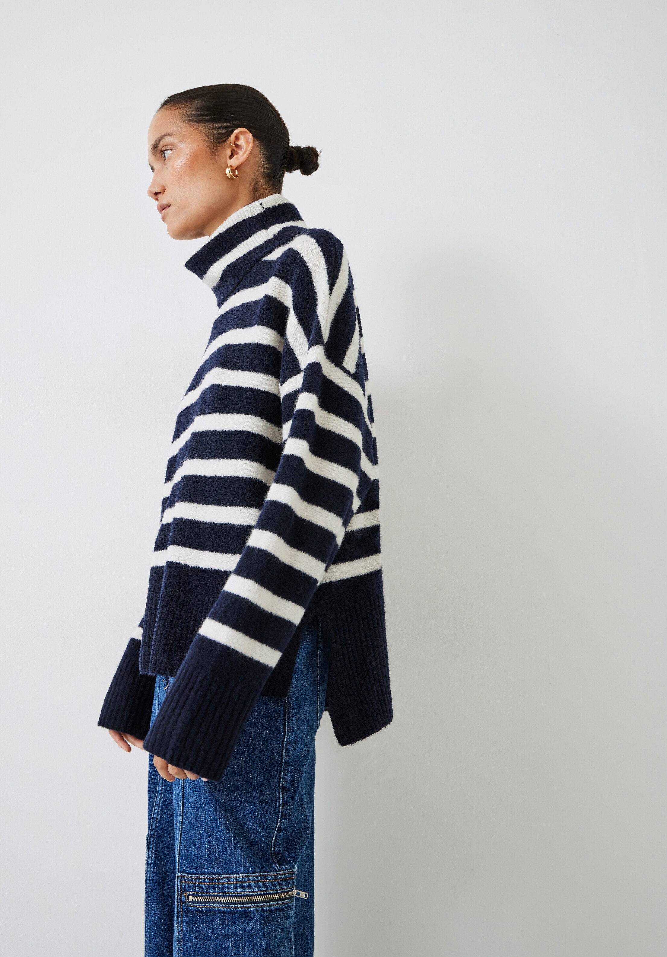 Rhona Striped Roll Neck Jumper | Hush UK