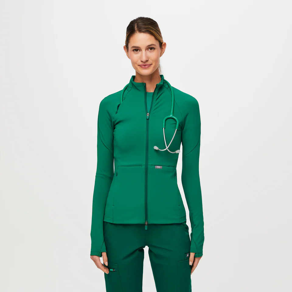 On-Shift™ ContourKnit™ Jacket - Hunter Green · FIGS | FIGS