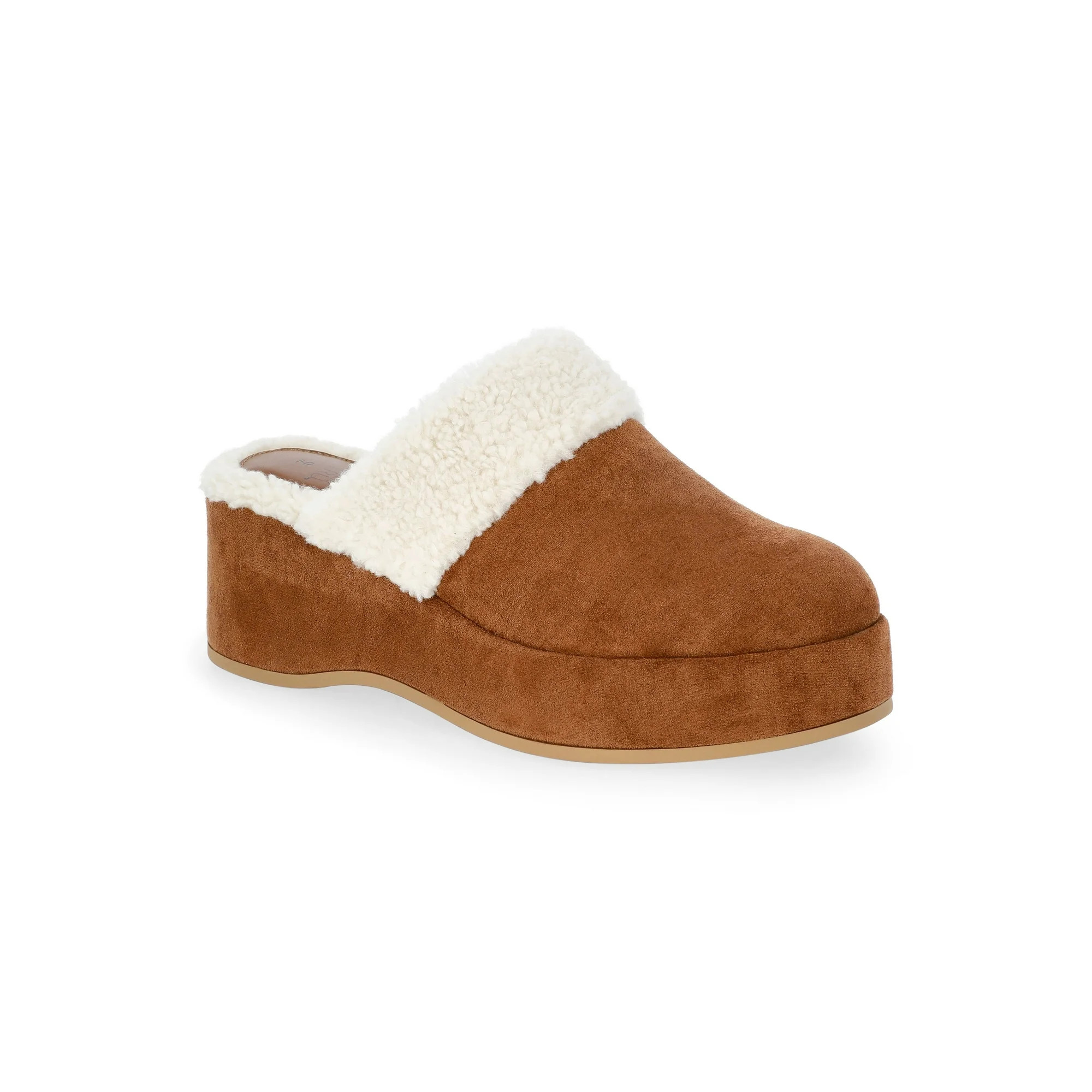 Time and Tru Women's Faux Shearling Wedge Clogs | Walmart (US)