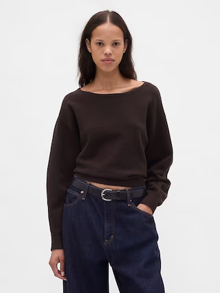 CashSoft Stretch Lantern-Sleeve Crop Sweater | Gap (US)