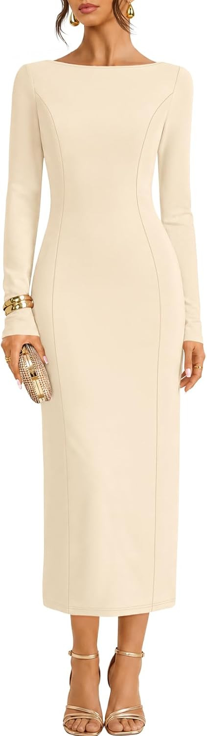 MEROKEETY Womens Fall 2026 Long Sleeve Wedding Guest Formal Maxi Dress | Amazon (US)