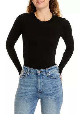 For Luv Of Denim Long Sleeve Crew Neck Bodysuit - Missy and Plus Sizes | Belk