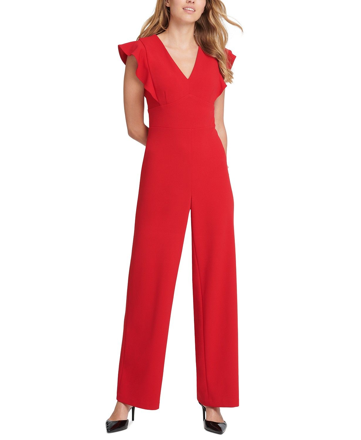 DKNY Flutter-Sleeve Jumpsuit & Reviews - Pants & Capris - Women - Macy's | Macys (US)