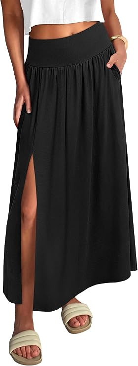 ANRABESS Women's Maxi Skirts, Soft Flowy Boho Floral, Long Casual Side Slit Skirt, Perfect for Be... | Amazon (US)
