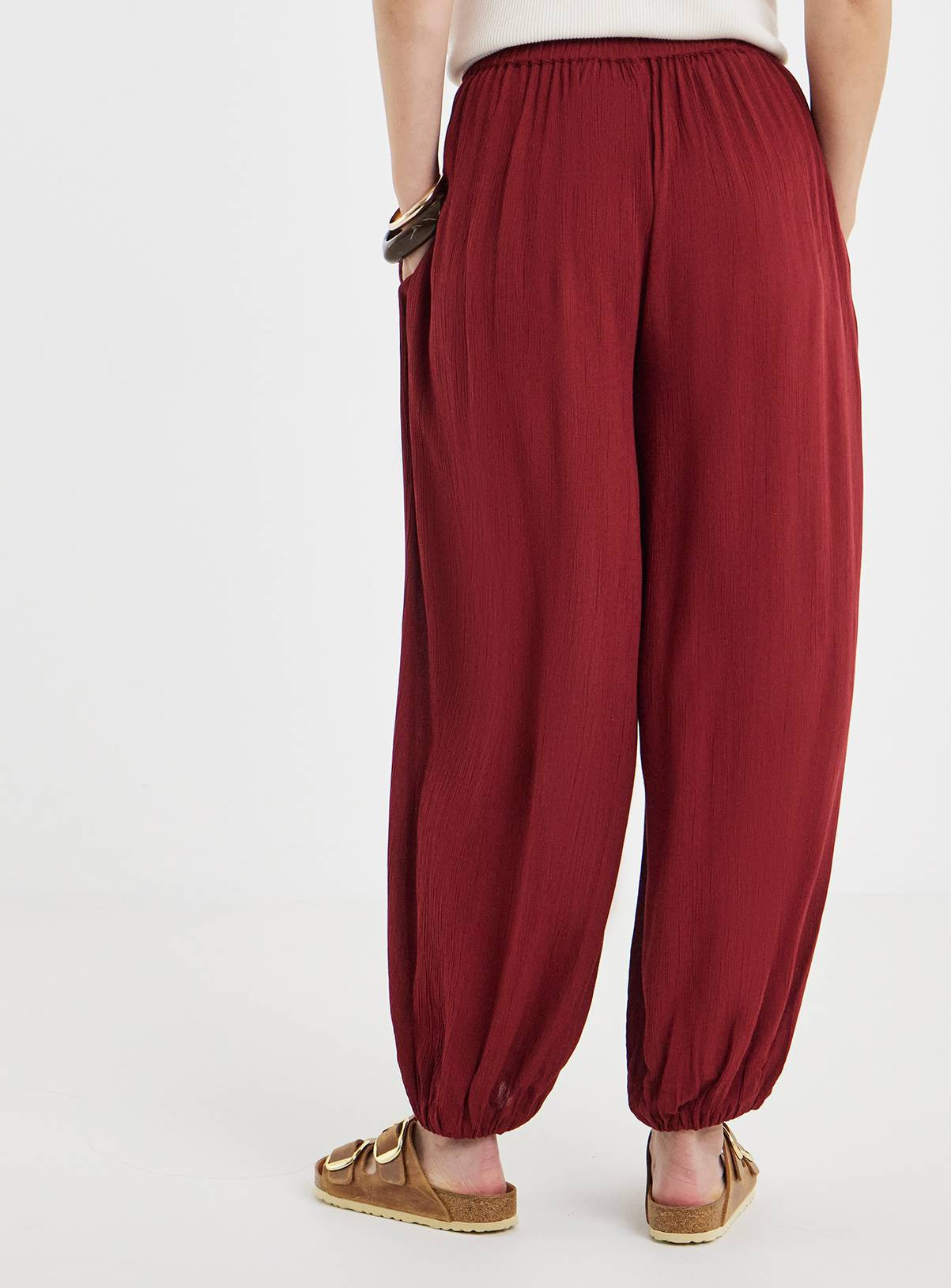 Buy JD WILLIAMS Burgundy Crinkle Balloon Trouser 22 | Trousers | Tu | Tu Clothing