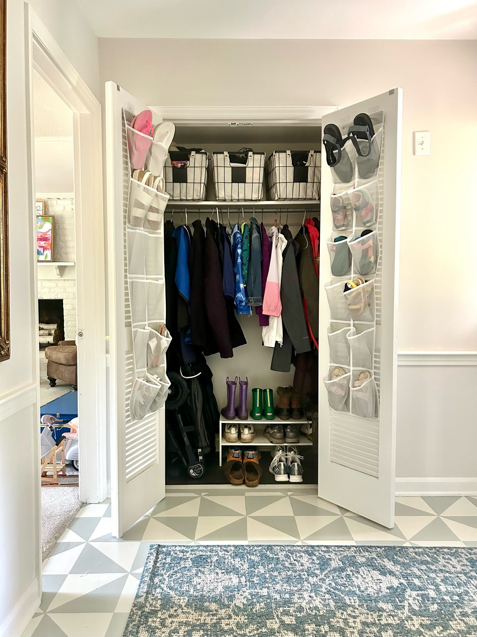 Closet organization for back to school!  I just grabbed this closet door shoe storage to maximize my entry closet and get the shoes off the floor! Here is a tip,  skip over the door hooks to hang it and get heavy duty stick on hooks!

#LTKBacktoSchool #LTKFindsUnder100 #LTKHome