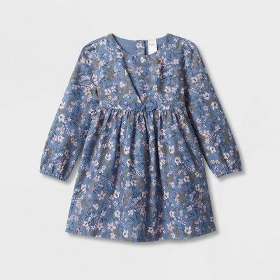 OshKosh B'gosh Toddler Girls' Floral Long Sleeve Dress - Blue | Target