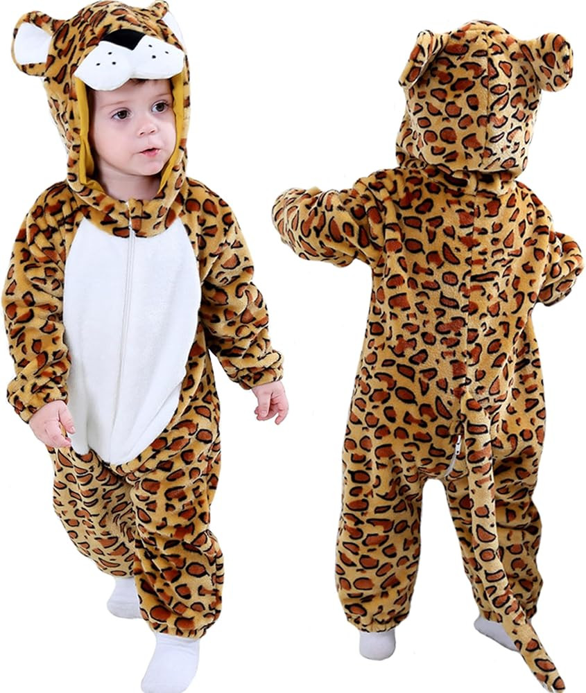 TONWHAR Kids' And Toddlers' Infant Tiger Dinosaur Animal Fancy Dress Costume Outfit Hooded Romper... | Amazon (US)