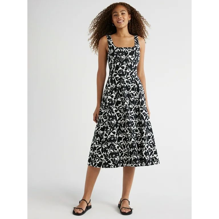 Free Assembly Women’s Cotton Square Neck Sleeveless Dress, Sizes XS-XXL | Walmart (US)