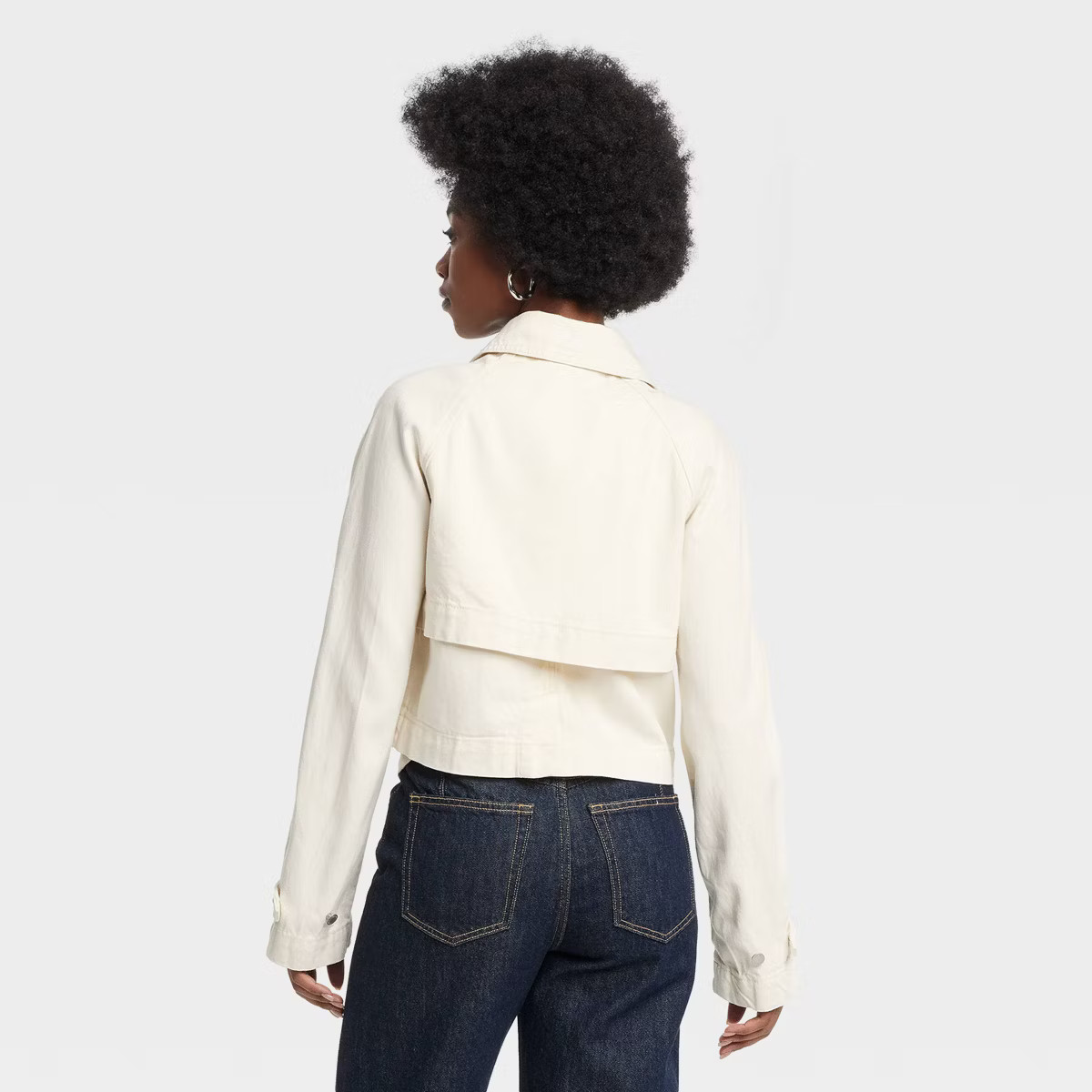 Women's Denim Cropped Trench Jacket - Universal Thread™ Off-White | Target