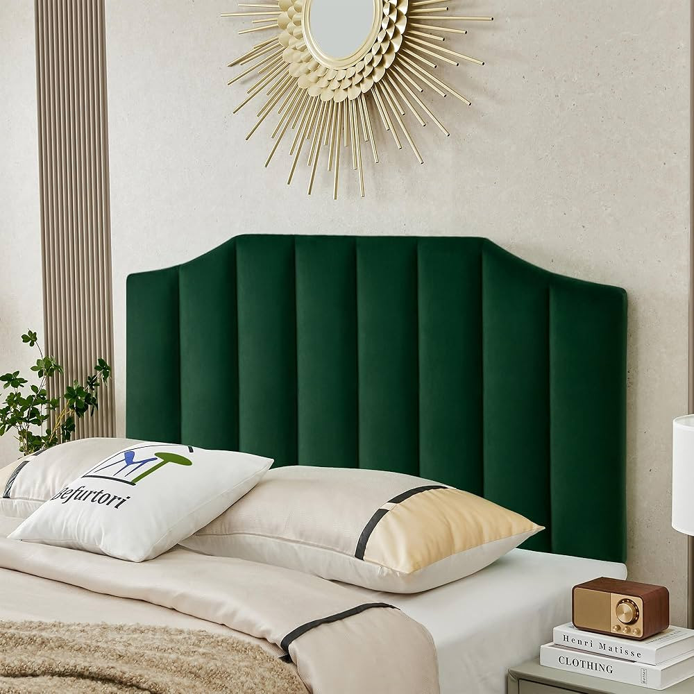 Velvet Upholstered Queen/Full Headboard, Tufted Headboard for Queen/Full Bed, Modern Vertical Cha... | Amazon (US)