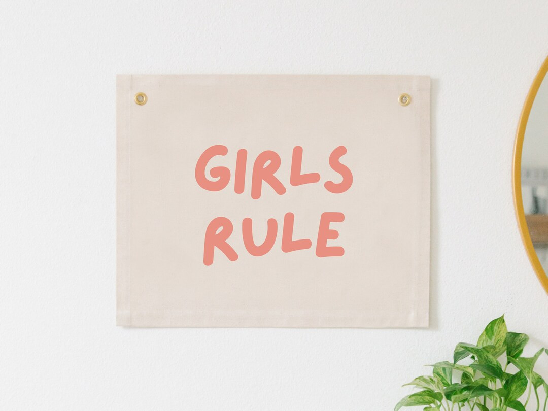 Girls Rule Canvas Banner, Girl Nursery Wall Hanging, Neutral Girl Nursery Décor, Girl Nursery Wa... | Etsy (US)