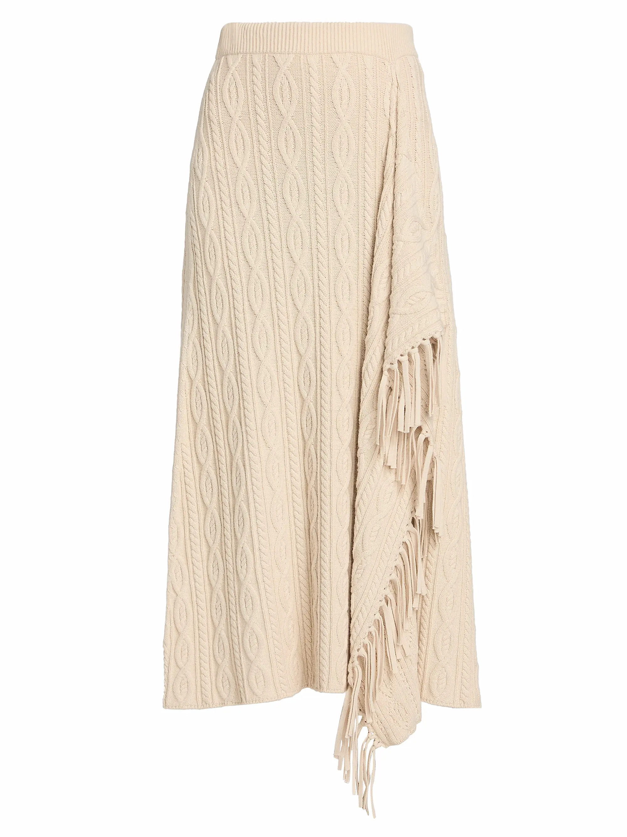 Kara Fringed Cotton-Blend Cable-Knit Midi-Skirt | Saks Fifth Avenue