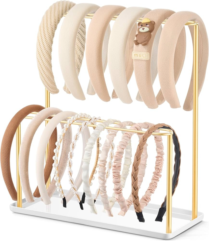 pickpiff Headband Holder Organizer Metal 2-Tier with Tray: Hair Accessories Display Stand Storage... | Amazon (US)