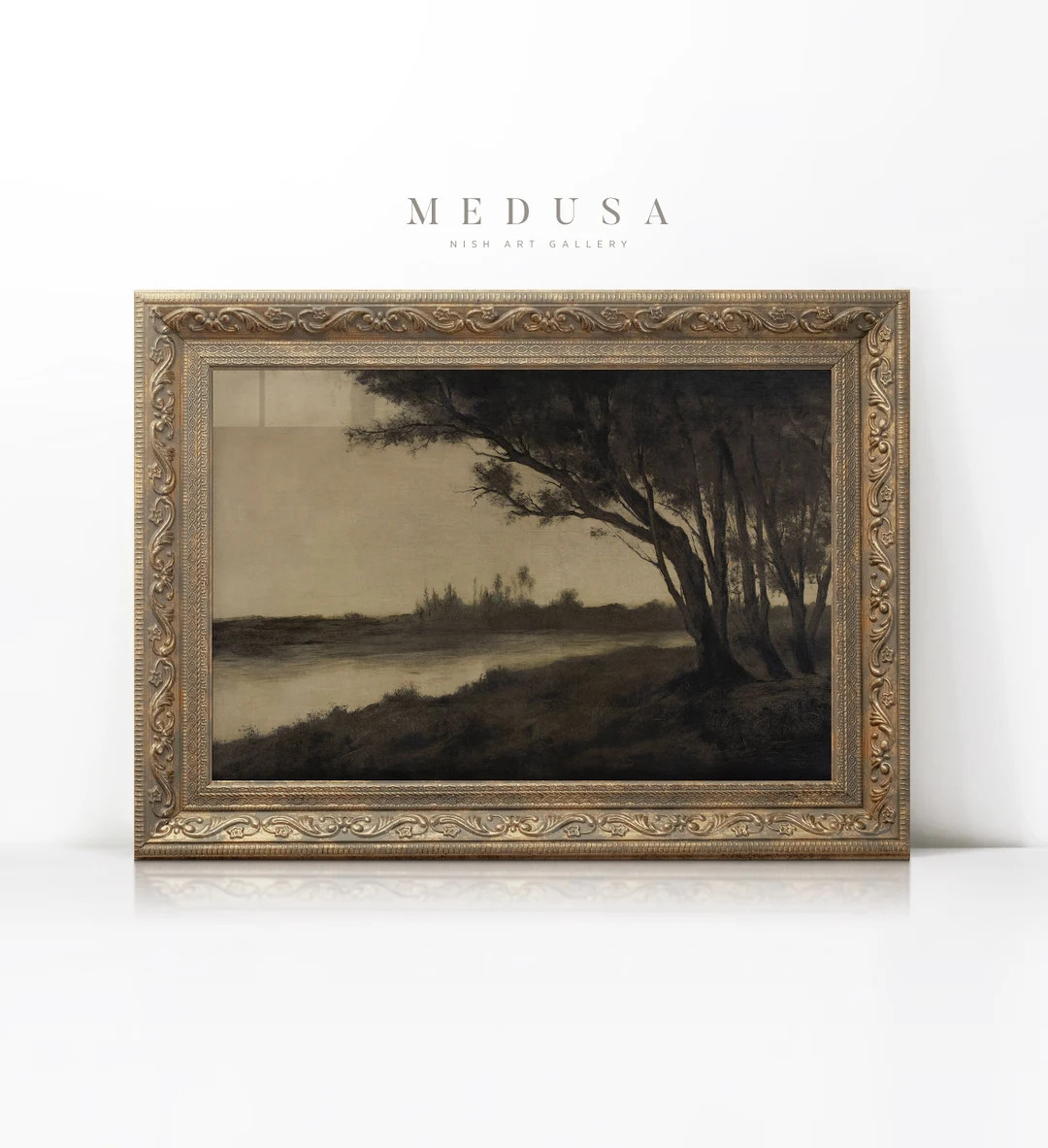 Framed Vintage Art Print, Vintage Framed Landscape Art, Moody Tree Sketch Drawing, Rustic Forest ... | Etsy (US)
