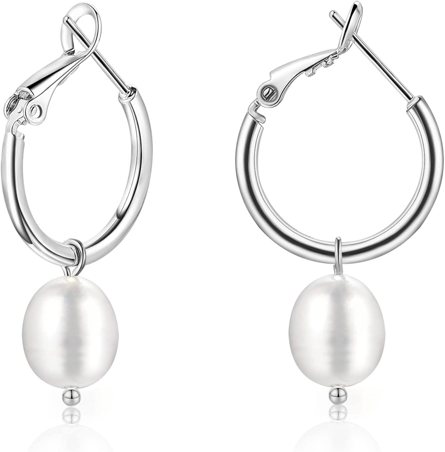 S925 Baroque Pearl Earrings Sterling Silver Gold Huggie Earrings For Women Irregular Pearl Drop E... | Amazon (US)