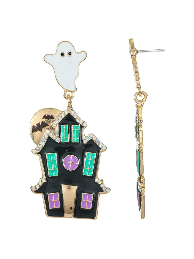 Way to Celebrate Halloween Haunted House Earring with Ghost, 1 Pair - Walmart.com | Walmart (US)