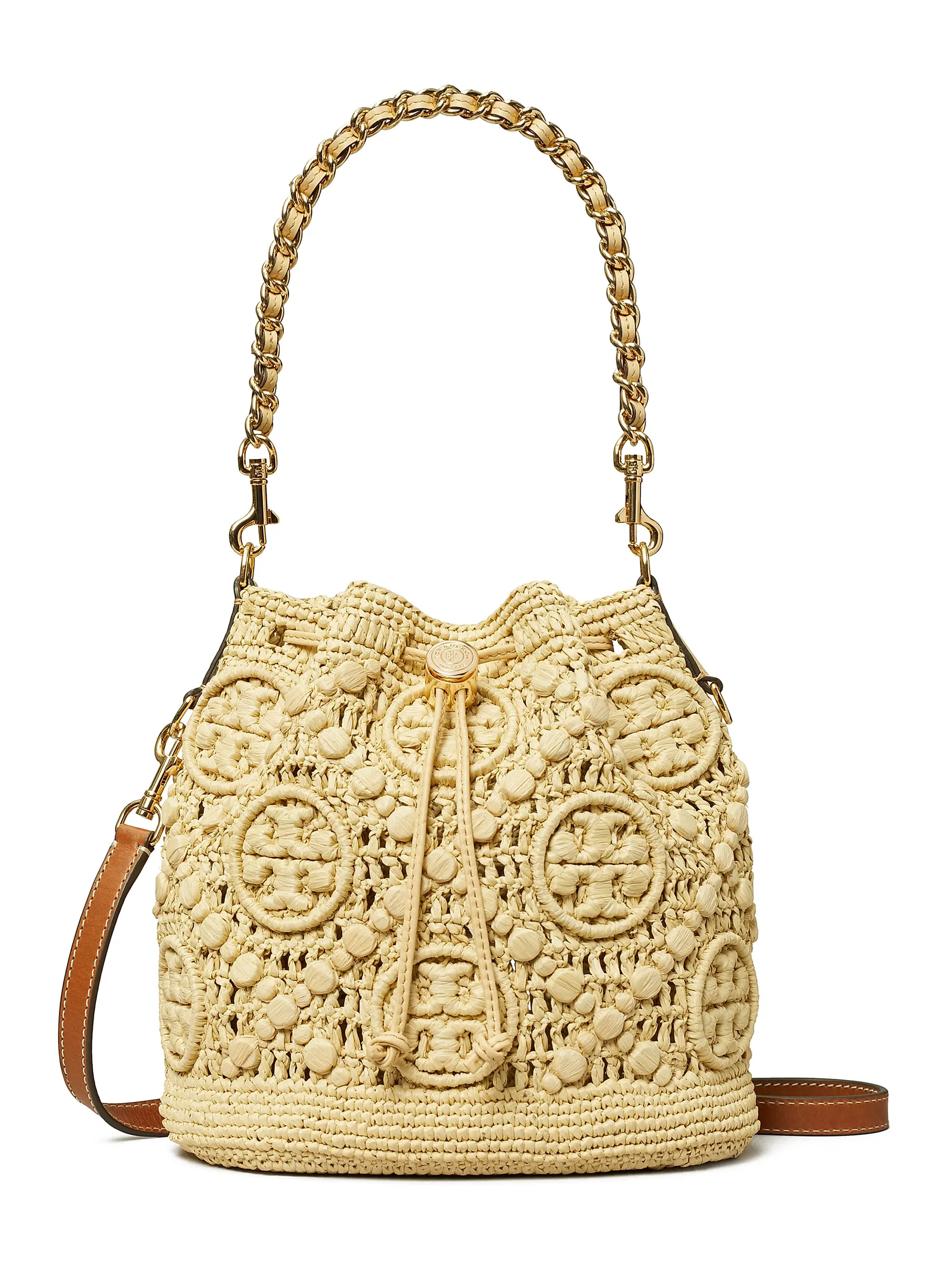 Monogram Raffia Bucket Bag | Saks Fifth Avenue
