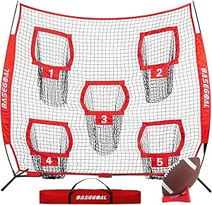BaseGoal 8 x 8ft Football Nets for Throwing,Football Target,Quarterback Training Equipment with 5... | Amazon (US)