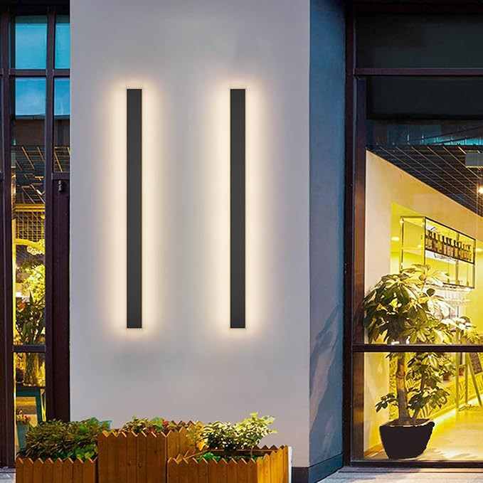 Aipsun 2 Pack Outdoor Wall Lights, 39.4inch Black LED Exterior Light Fixtures Wall Mount, Modern ... | Amazon (US)