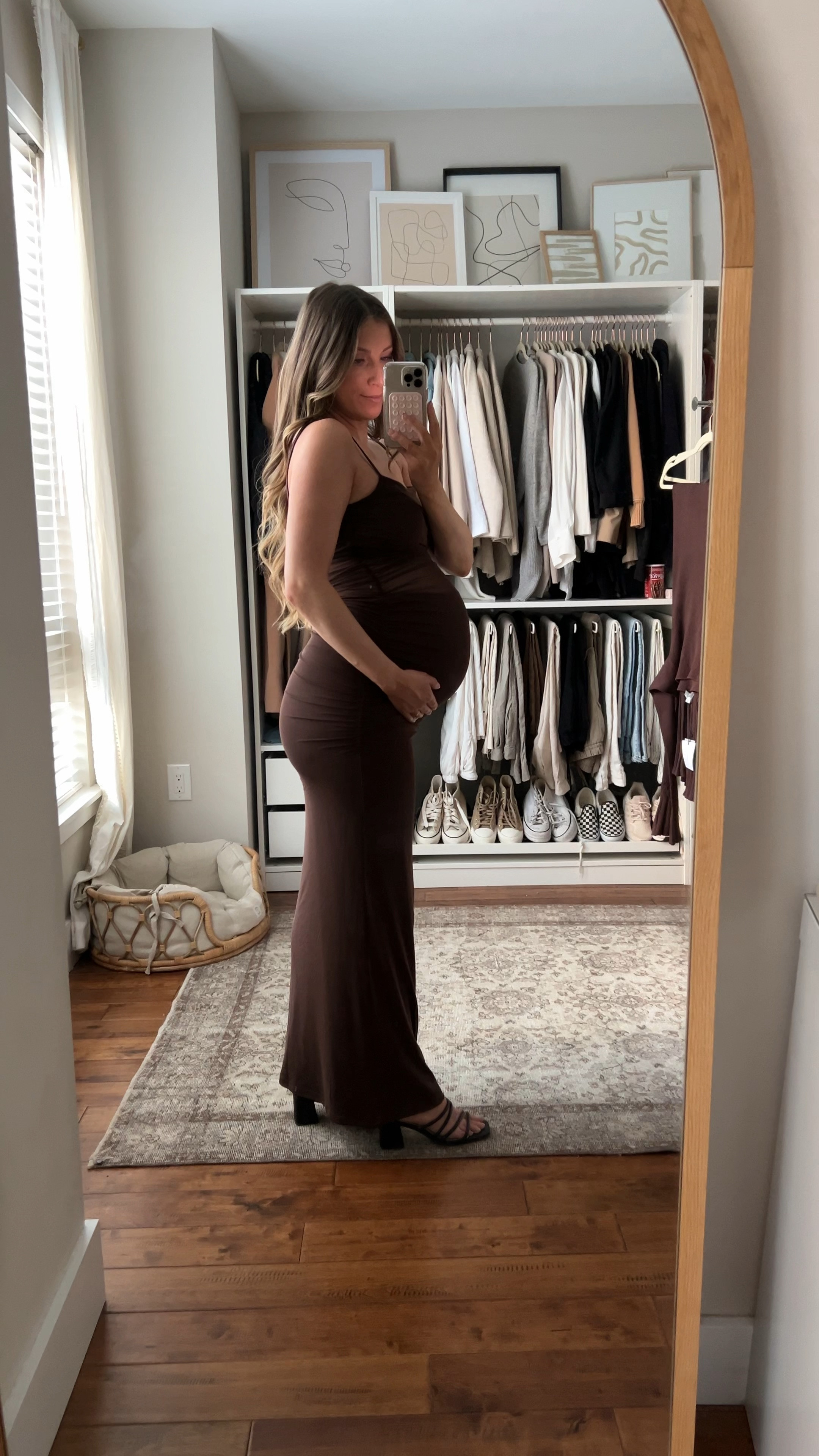 Bump friendly wedding guest dress under $100! I loved wearing this dress to a wedding at 33 weeks pregnant - it was very comfortable! It’s not maternity so I sized up and I’m wearing a medium! 

#LTKFindsUnder100 #LTKStyleTip #LTKBump