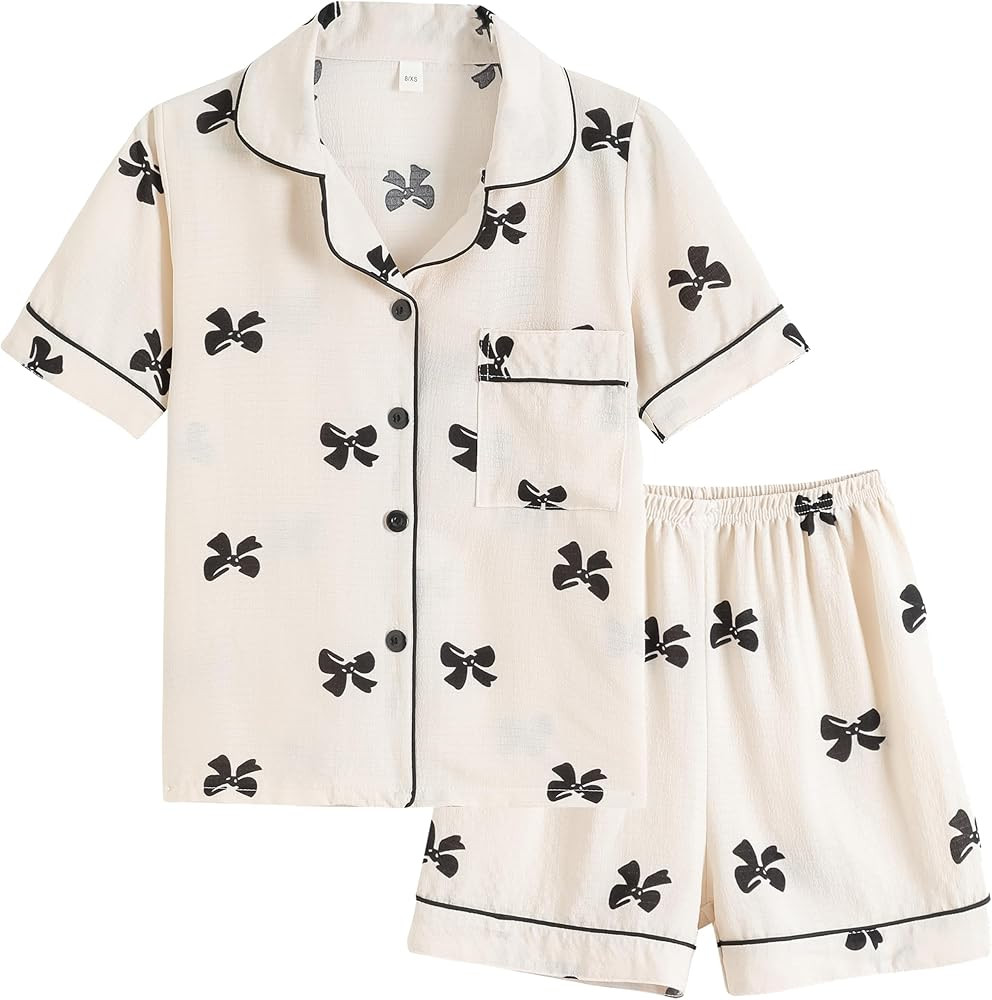 Vopmocld Big Girls Patterns Printed
        Pajama Sets, Button Down, Sleepwear, Short Sleeve, Wi... | Amazon (US)