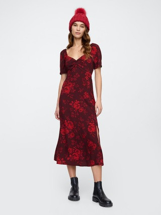 Sweetheart Puff Sleeve Midi Dress | Gap Factory