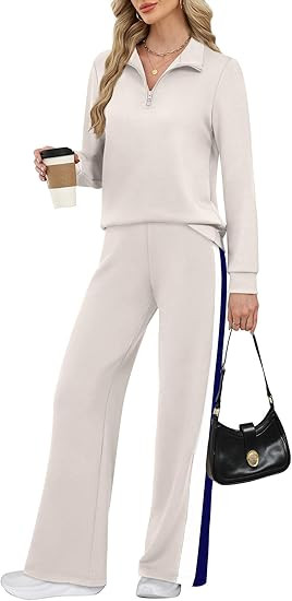 WIHOLL Women 2 Piece Outfits Airport Travel Vacation Sweatsuits Wide Leg Pants Lounge Set 2025 Fa... | Amazon (US)