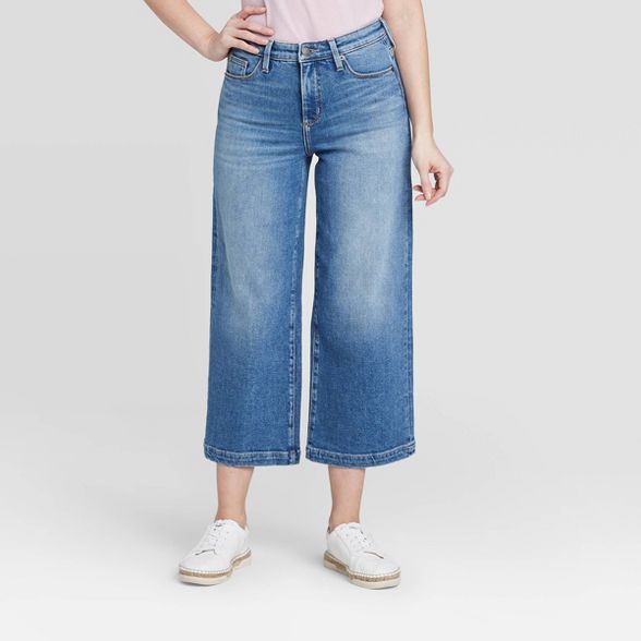 Women's High-Rise Wide Leg Cropped Jeans - Universal Thread™ Cream | Target