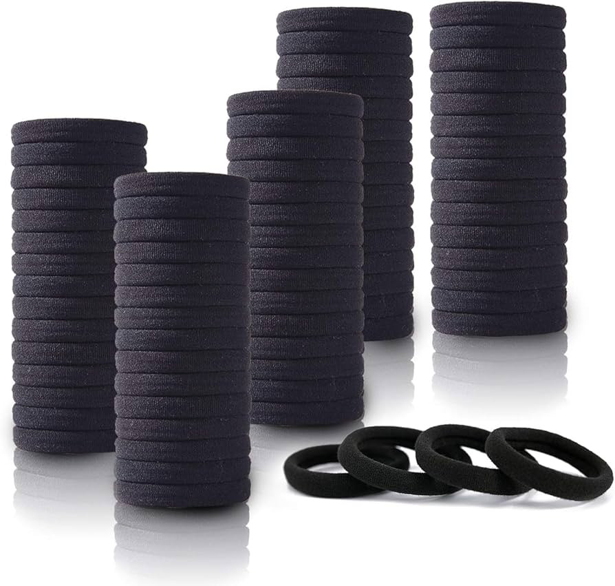 100PCS Black Hair Ties for Women Girls, Seamless Thick Black Hair Band, Elastic Hair Ties No Dama... | Amazon (US)
