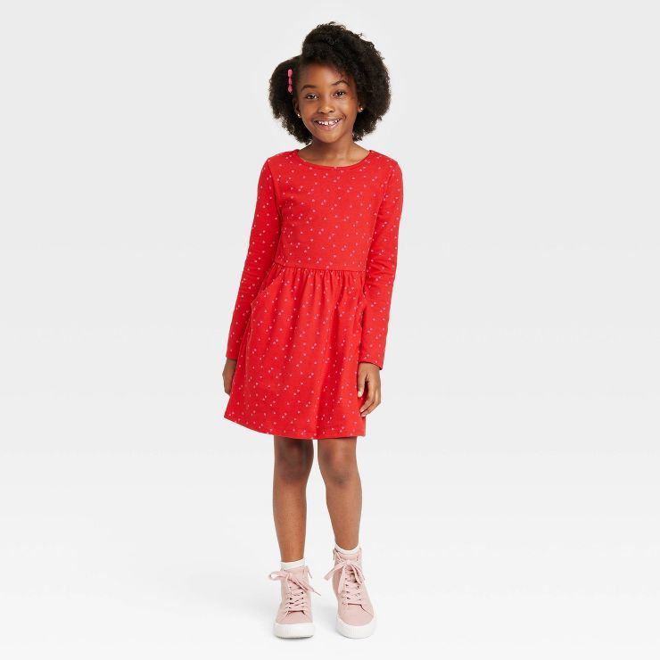 Girls' Valentine's Day Printed Long Sleeve Dress - Cat & Jack™ | Target