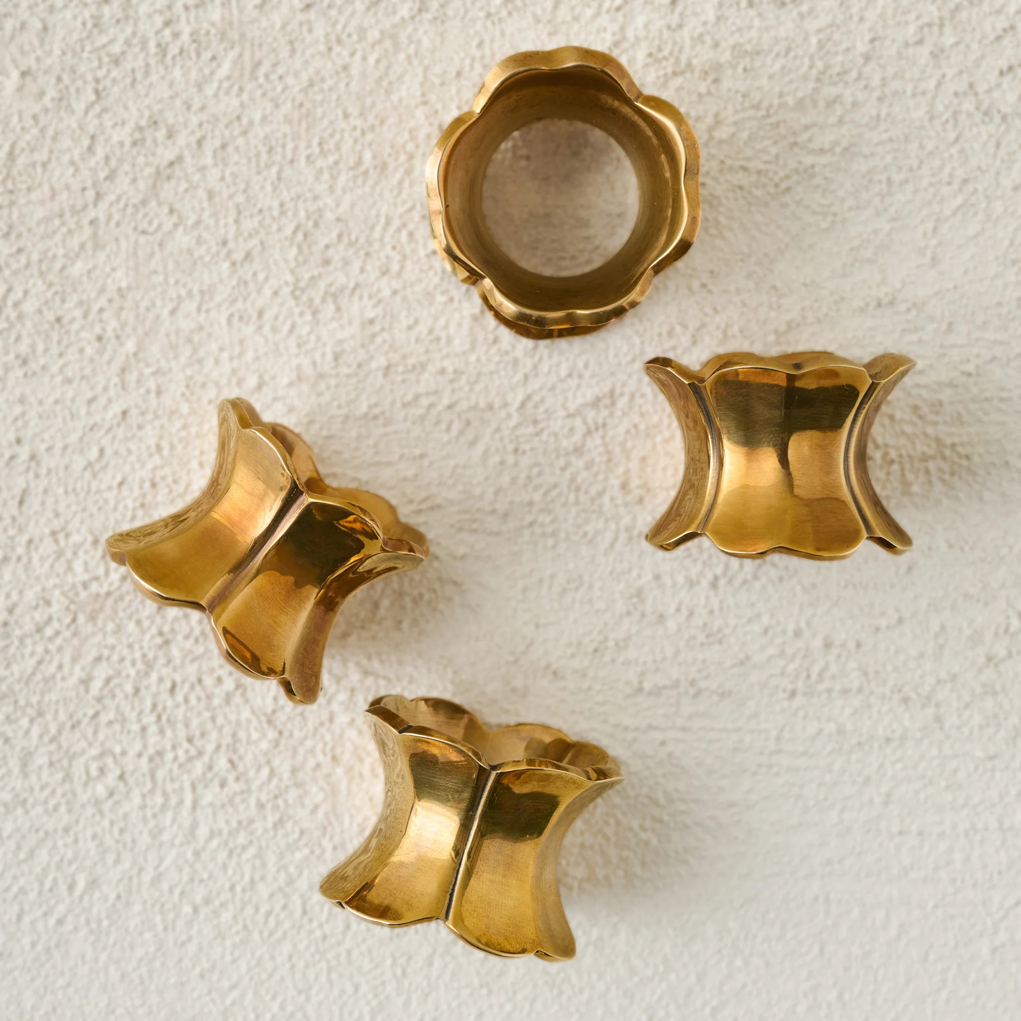 Antique Brass Ruffle Napkin Ring Set of Four | Magnolia