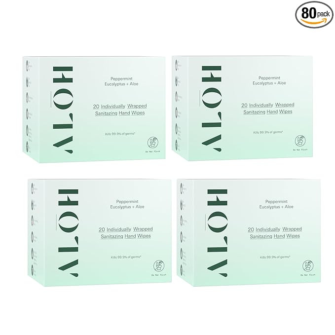 ALŌH Skin - Softening Sanitizing Hand Wipes - Peppermint Eucalyptus + Aloe (4 Boxes of 20 Indivi... | Amazon (US)