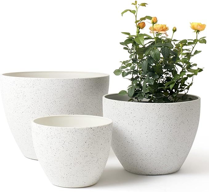 LA JOLIE MUSE 14.2/11.3/8.6 Inch Planters,Indoor/Outdoor White Planters Set of 3,Plant Container ... | Amazon (US)