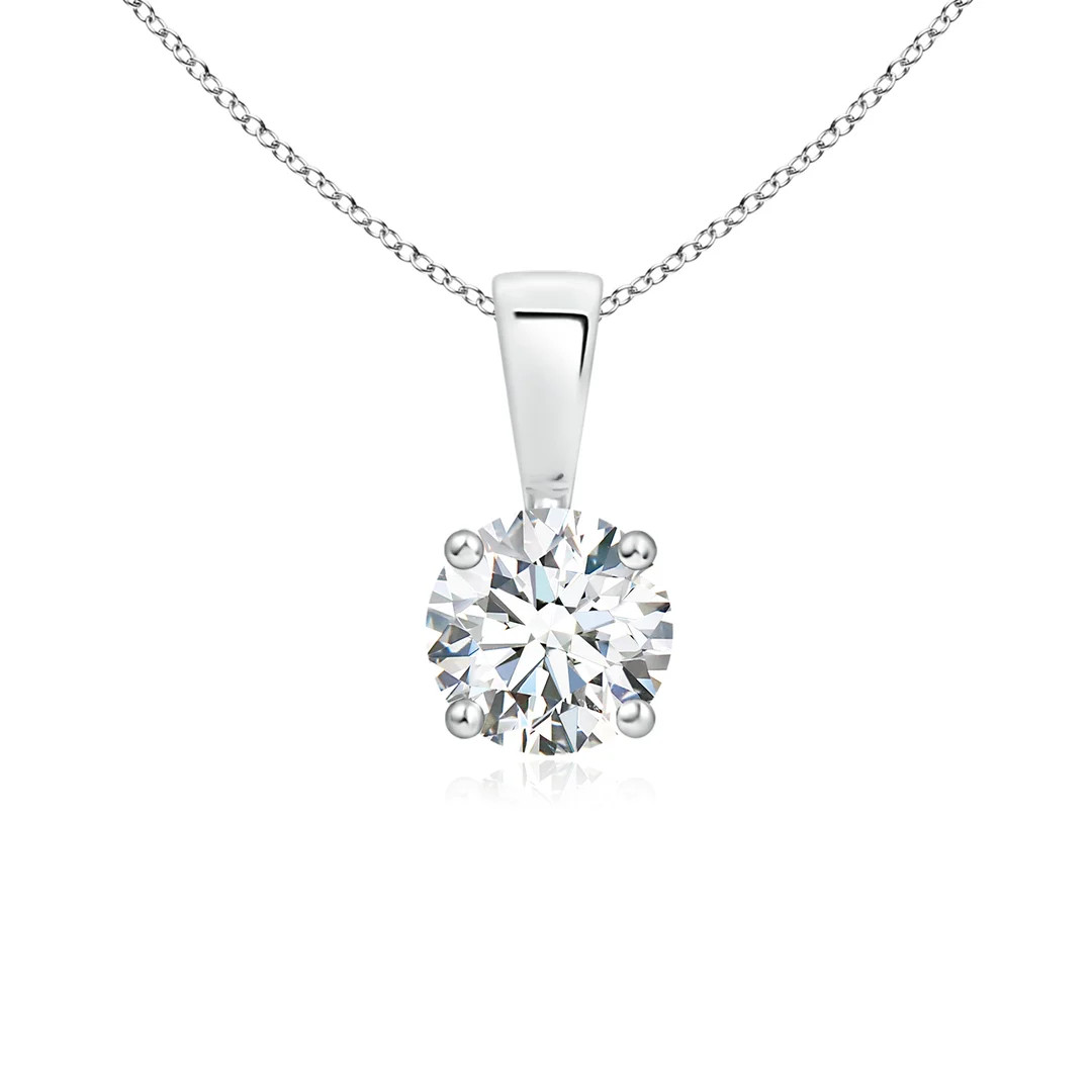 Classic Prong-Set Round Lab-Grown Diamond Solitaire Pendant | Angara Inc.