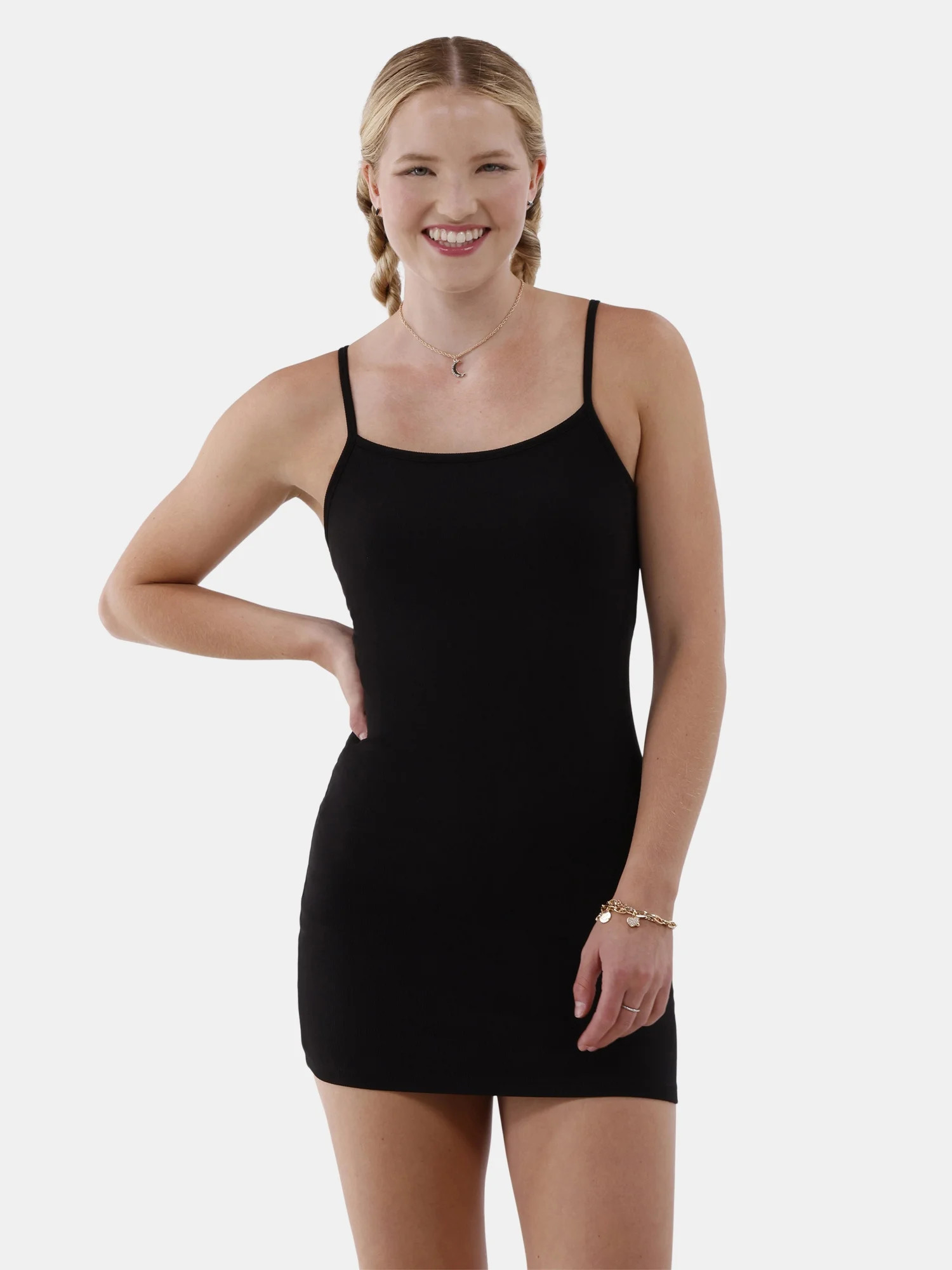 No Boundaries Ribbed Cami Mini Dress, Women’s | Walmart (US)