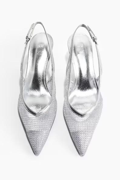 H & M - Mesh Slingback Pumps - Silver | H&M (US + CA)