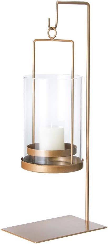 Retrome Hanging Metal Hurricane Lantern with Glass Candle Holder, Tabletop Stand Hook Including, ... | Amazon (US)