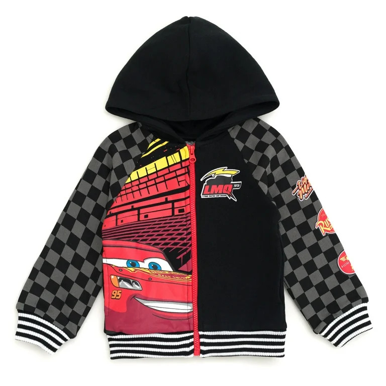Disney Cars Lightning McQueen Fleece Zip Up Hoodie Toddler to Big Kid - Walmart.com | Walmart (US)