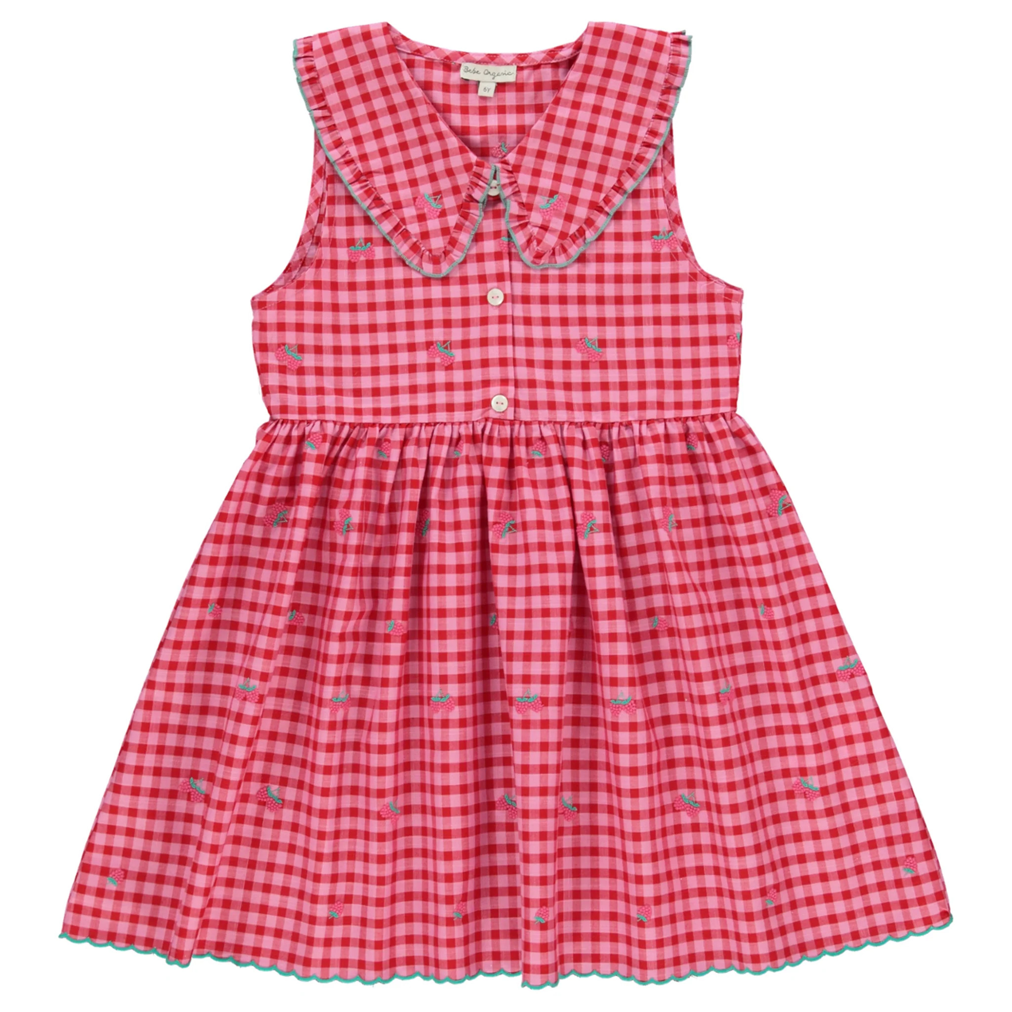 Alisa Dress | Raspberry Check | Marigold Modern Kids