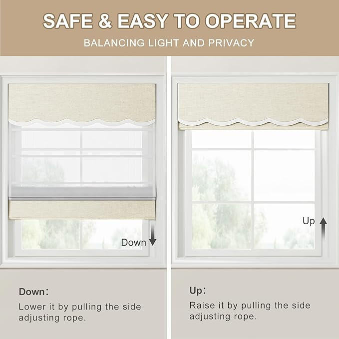 ChadMade Modern Custom Fold Made Roman Shade for Living Room Bedroom, Privacy Linen Blended Roman... | Amazon (US)