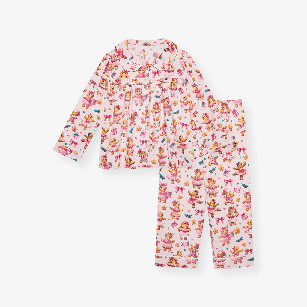 Holiday Pink Ruffled Flannelette Pajamas | Ginger Posh | Posh Peanut