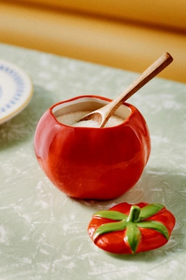 Damson Madder Stoneware Tomato Sugar Bowl and Spoon | Anthropologie (US)