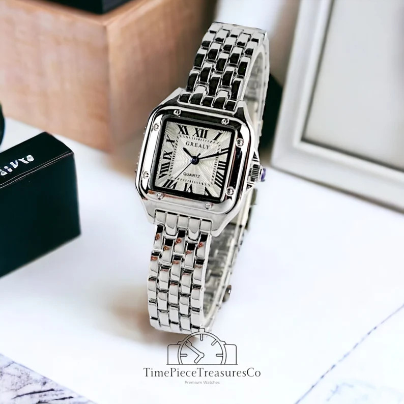 Dainty Gold Luxurious Watch For Women Gold Square Face Roman Numeral Watches For Women Gift For H... | Etsy (US)