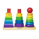 Melissa & Doug Geometric Stacker - Wooden Educational Toy - Shape Sorter And Stacking Toy, Stacking  | Amazon (US)